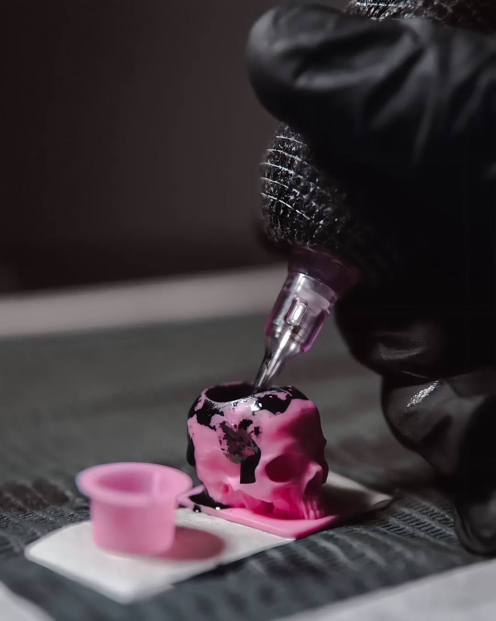 Close-up tattoo process detail