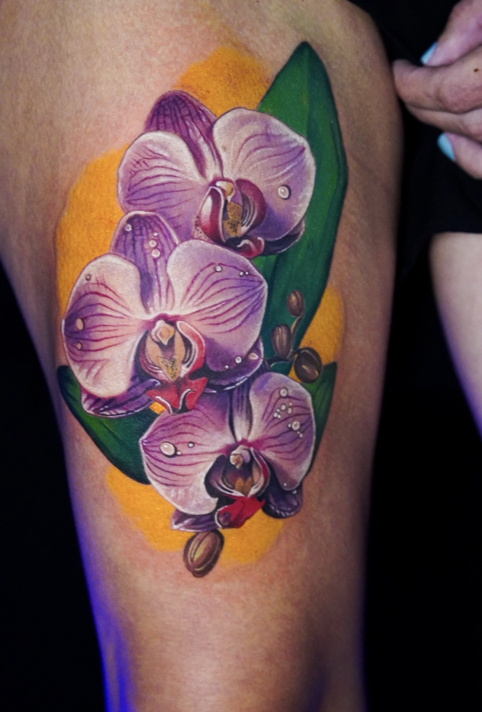 Orchid Whisper — Floral Realism tattoo by Laurent Alba, Denver