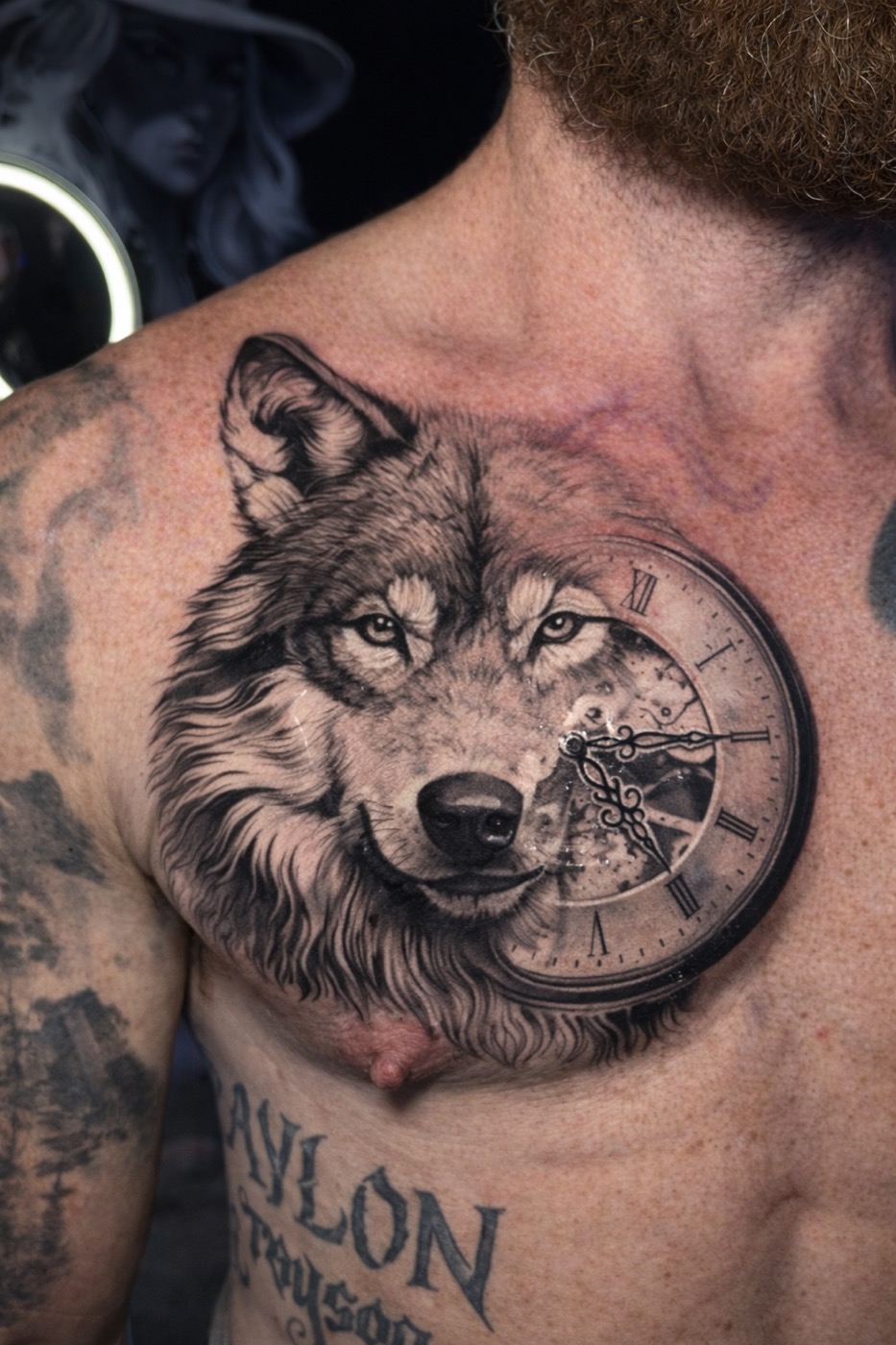 Timekeeper — Black & Grey tattoo by Laurent Alba, Denver